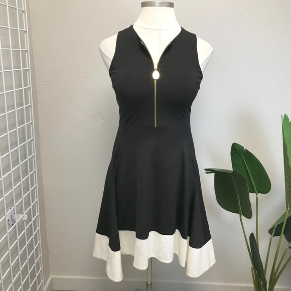 DKNY Black & White Sleeveless Zipper Front Dress - New! - Size 10 - Picture 3 of 5